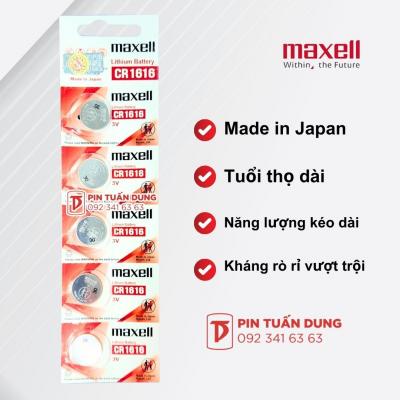 Pin 3v Lithium Maxell CR1616 Japan (Vỉ 5 viên)
