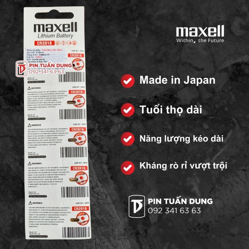 Vỉ 5 viên pin 3v Maxell CR2016 