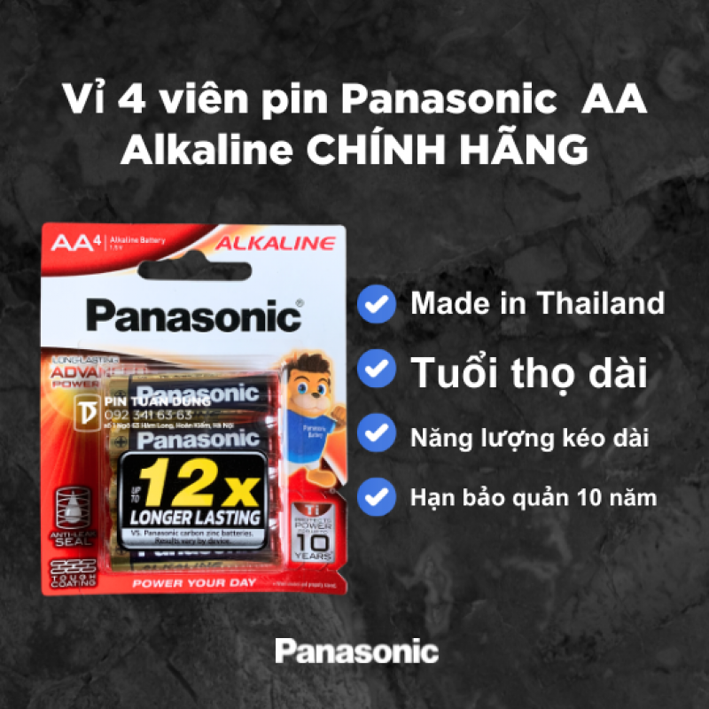 [PTD] Pin AA 4 viên Alkaline Panasonic LR6T-4B-V