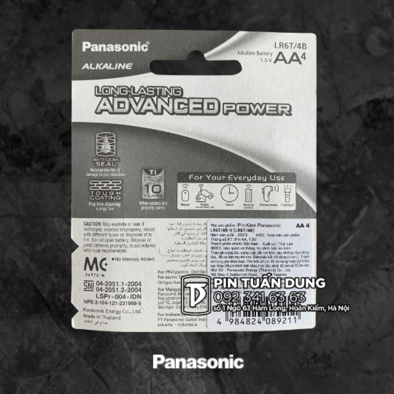 [PTD] Pin AA 4 viên Alkaline Panasonic LR6T-4B-V